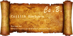 Csillik Barbara névjegykártya